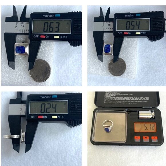 Sterling Silver 925 Signed Boma Bezel Set Rectangular Lapis Lazuli Ring Sz 5.75 - Picture 11 of 16